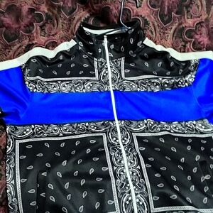 blue bandana zip up jacket